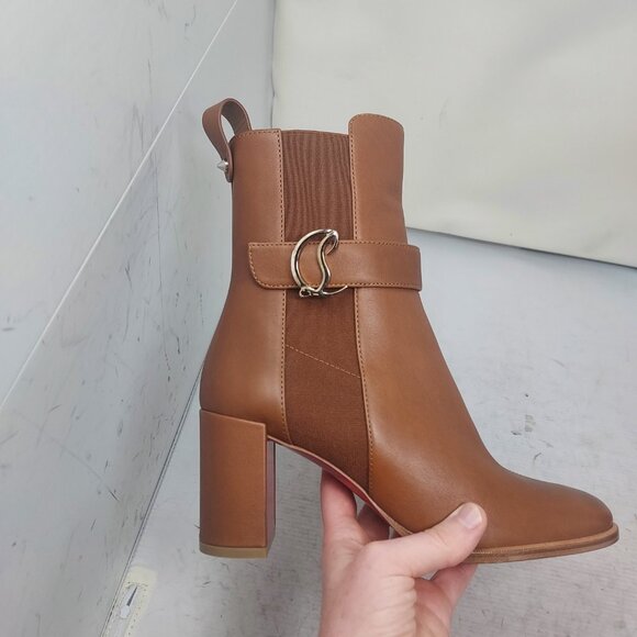 Christian Louboutin Brown Leather CL Chelsea Heel Boot - Picture 3 of 12